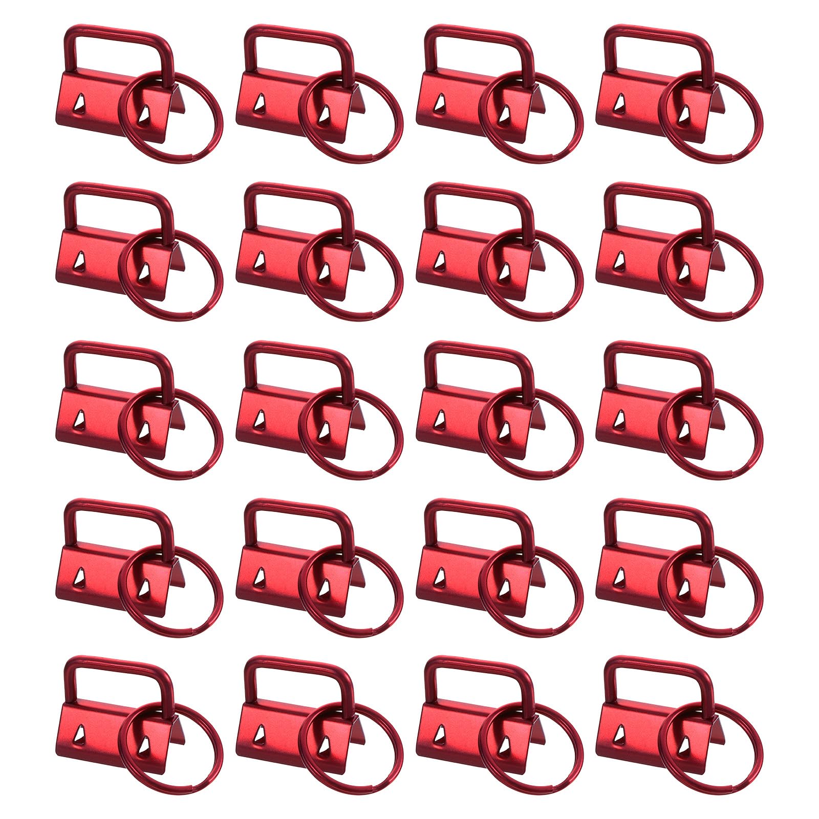 uxcell 20Pcs 25mm/ 1-inch Key Fob Hardware with Keychain Ring for Bag Webbing Wristlets, Lanyards, Wine Red