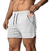 EVERWORTH Men's Solid Gym Workout Shorts Bodybuilding Running Fitted Training Jogging Short Pants with Zipper Pocket 3 Colors