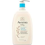 Aveeno Baby Daily Moisture Gentle Bath Wash & Shampoo with Natural Oat Extract, Hypoallergenic, Tear-Free & Paraben-Free Form