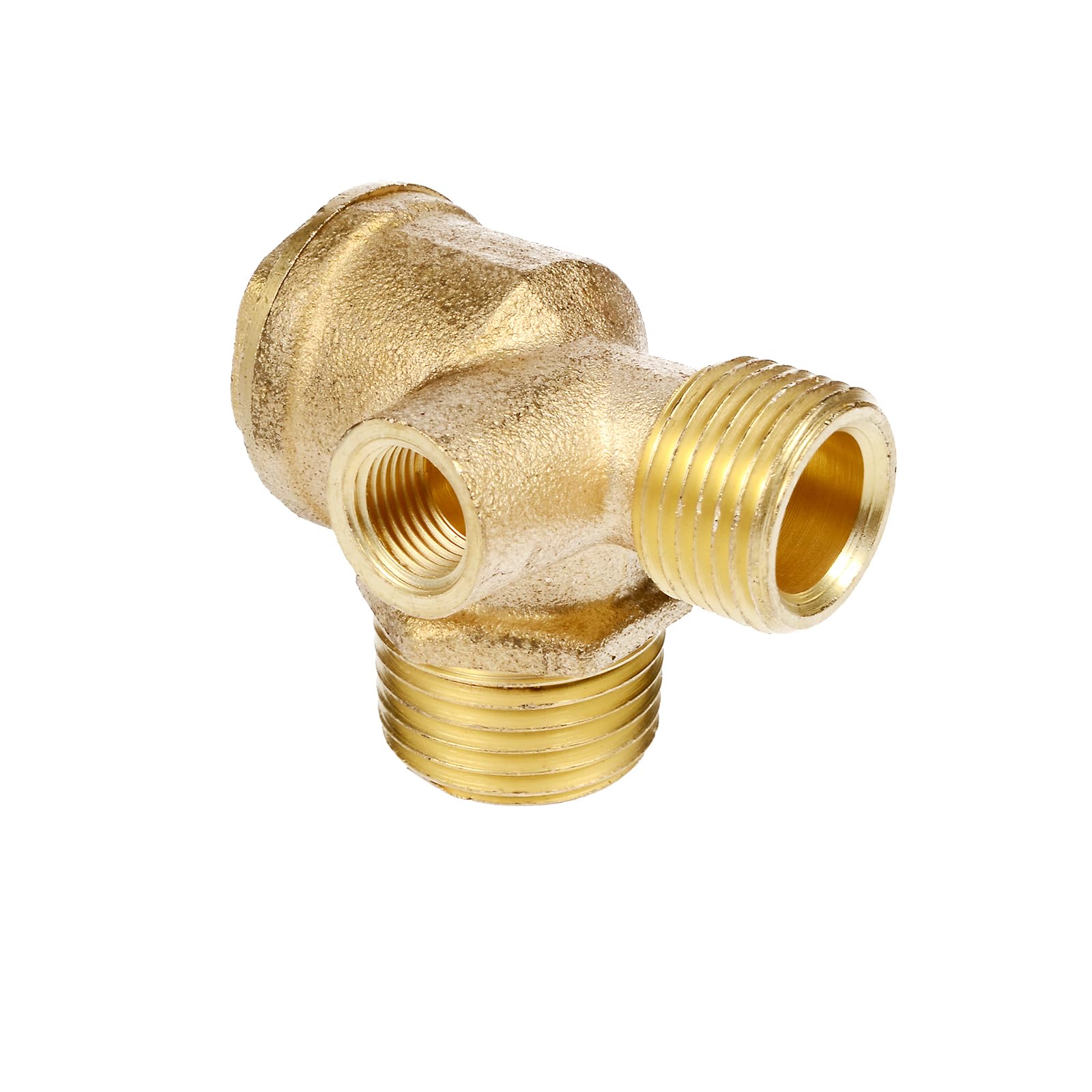 Air Compressor Check Valve Non-Return Check Valve Brass 3-Way Female Threaded Check Valve Tube Connector Tool (1/2" * 3/8"* 1/8")