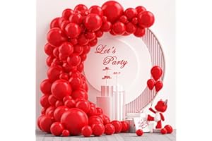 NISOCY Red Latex Balloon Arch Kit, 102PCS 18In 12In 10In 5In Arch Garland for Anniversary, Wedding, Birthday, Celebrations, Red Theme Mother's day Valentines Event Party Decoration with 33ft Ribbon