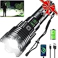 Grentay LED Flashlights High Lumens,1500000LM Tactical Flashlight Rechargeable USB C, 6 Modes, Zoomable, IP67 Waterproof, High Powered Flashlight for Home Camping Emergencies