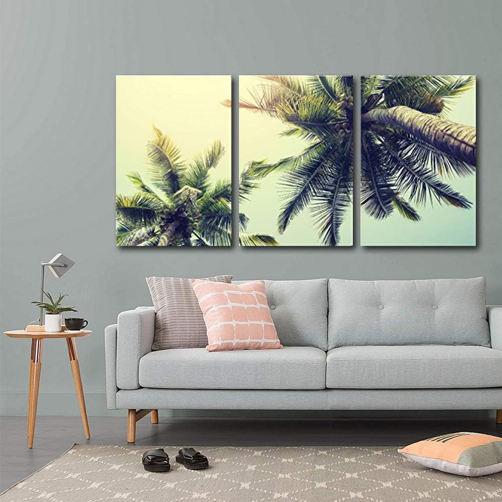 wall26 - Palm Tree on Tropical Beach - Canvas Art Wall Art - 24"x36"x3 Panels