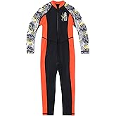 Hiheart Boys Girls Full Body Rash Guard Bathing Suit Sun Protection Front Zip Up One Piece Sunsuit