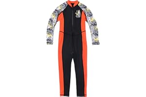 Hiheart Boys Girls Full Body Rash Guard Bathing Suit Sun Protection Front Zip Up One Piece Sunsuit