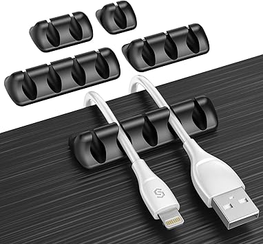 Amazon Com Syncwire Cable Clips Self Adhesive Cord Organizer Cable Management Wire Holder System For Organizing Cable Cords Ideal For Home Office Cubicle Car Nightstand Desk Accessories 5 Pack Black Electronics