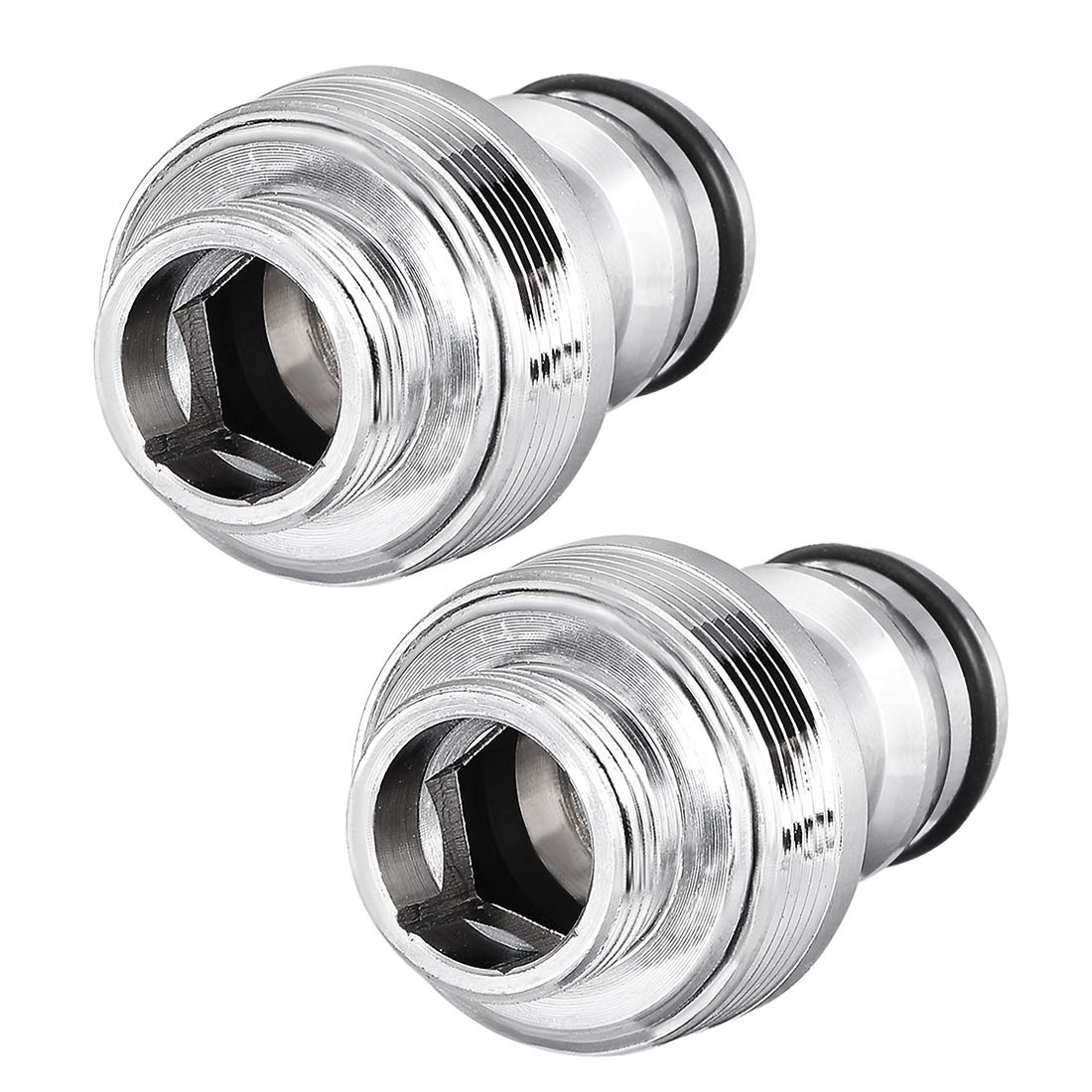sourcing map Garden Hose Quick Connect Nickel-plated Water Hose Fitting Connectors M16 Male Threaded Adapter 2pcs