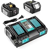 Powilling 2Pack 5.0Ah Replacement Makita 18V Batteries + DC18RD Dual Port Battery Charger for Makita 18 Volt Battery BL1830 B