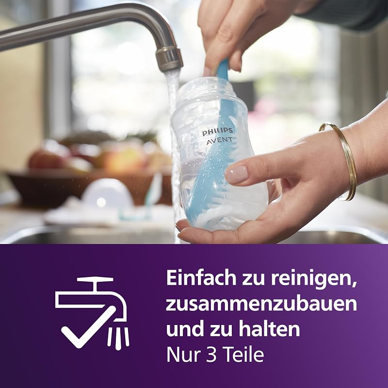 Philips AVENT Babyflaschen Natural Response, Geschenkset für Neugeborene – 4 Babyflaschen, ultra soft Schnuller und Flaschenbürste, Babys von 0–12 Monaten und älter (Modell SCD838/11)