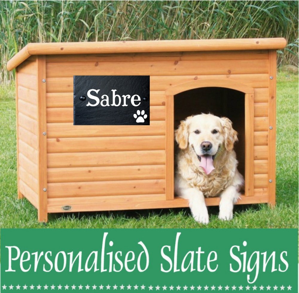 DOG KENNEL PET NAME SIGN SLATE SIGN / PLAQUE/ HOUSE NUMBER SIGN 6" X 4
