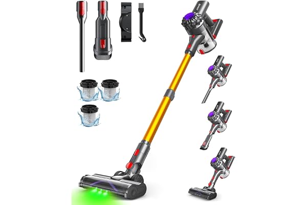 Cordless Vacuum Cleaner, 500W 45KPA 45Mins Stick Vacuum Cleaners for Home | Self‑Standing, Lightweight Vac with LED Light, An