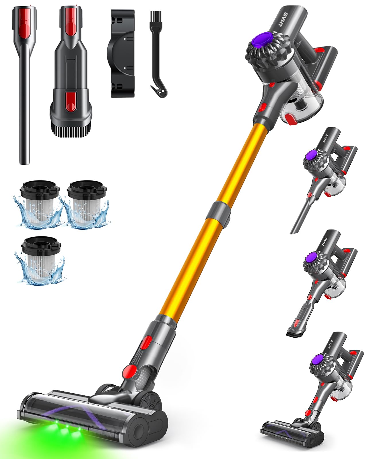 Photo 1 of ***MISSING BATTERY AND FILTERS***SVHT V15 Cordless Vacuum Cleaner, 45Mins Powerful Vacuum Cleaners for Home, Lightweight Stick Vacuum with Advanced Green Light Tech, Rechargeable Battery Vacuum for Carpet,Pet Hair,Hardwood Floor