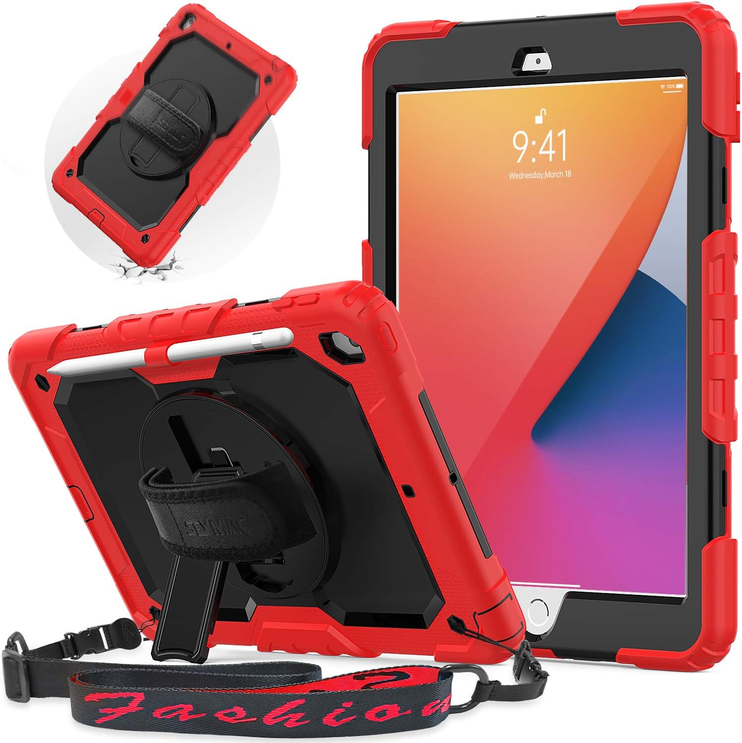 SEYMAC Case for iPad 9th/8th/7th Generation 2021/2020/2019 10.2 inch, Shockproof Case with Screen Protector