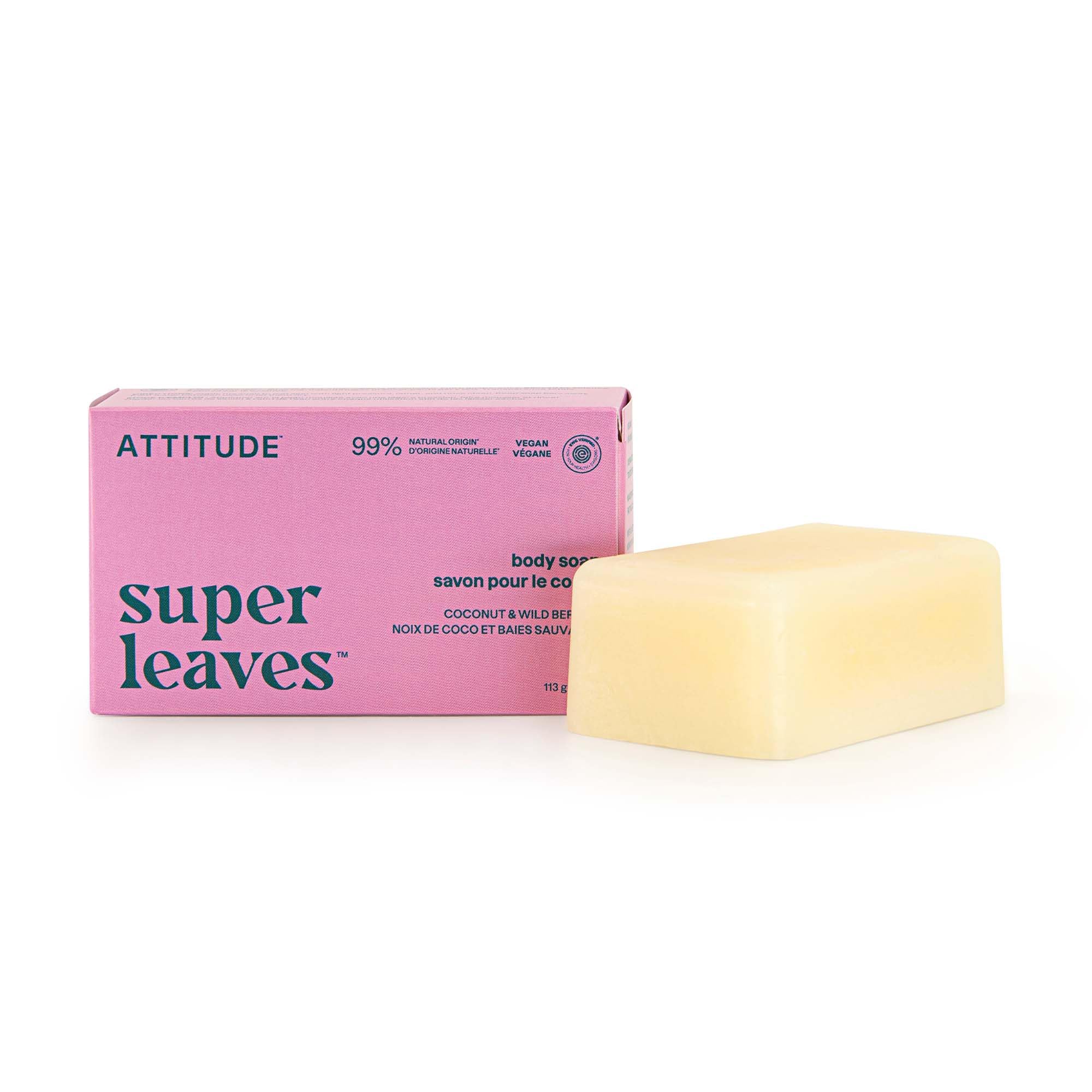 Photo 1 of ATTITUDE Body Soap Bar, Natural Origin, Protects and Softens Dry Skin, Watercress, Indian Cress & Olive Oil, EWG Verified & Vegan, Coconut & Wild Berries, 4 Oz