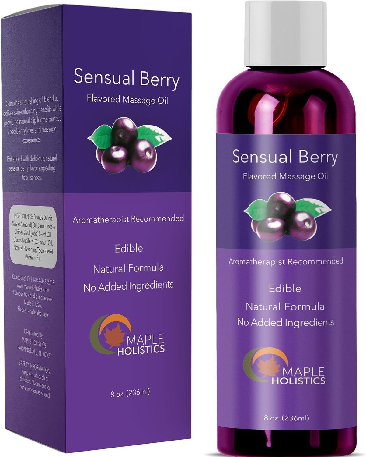 Natural Edible Massage Oil for Sensual Massage - Therapeutic Body Oil Skin Moisturizer for Glowing Skin - Anti Aging Skin Care with Nourishing Coconut Oil Sweet Almond Vitamin E and Jojoba Oil: Health & Personal Care
