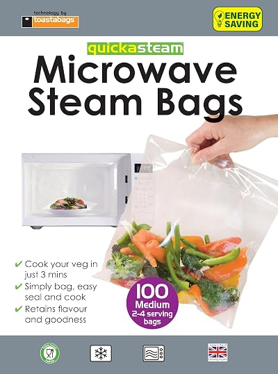 Toastabags Microwave Steam Bags, Transparent, Pack of 100, Medium