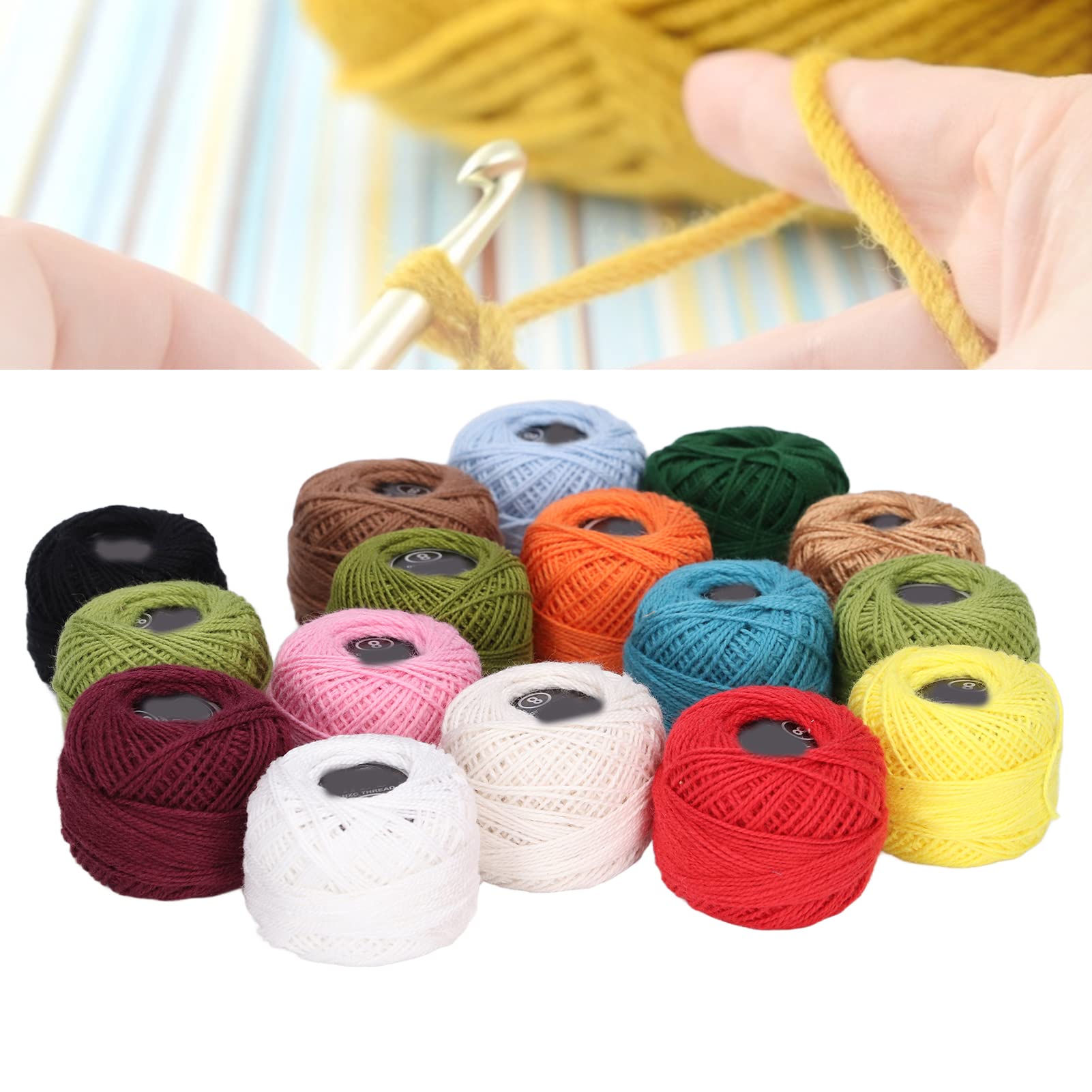 16Pcs Crochet Thread Set Balls, Colorful Cotton Crochet Yarn for Crocheting Hardanger Cross Stitch Needlepoint Hand Embroidery