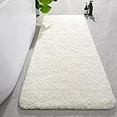 AROGAN Cream White Luxury Long Bathroom Runner Rug 24×60 Inch, Soft and Absorbent Non Slip Bath Mat, Rubber Backing Quick Dry Rugs Carpets, Machine Washable Plush Mats for Shower Floor