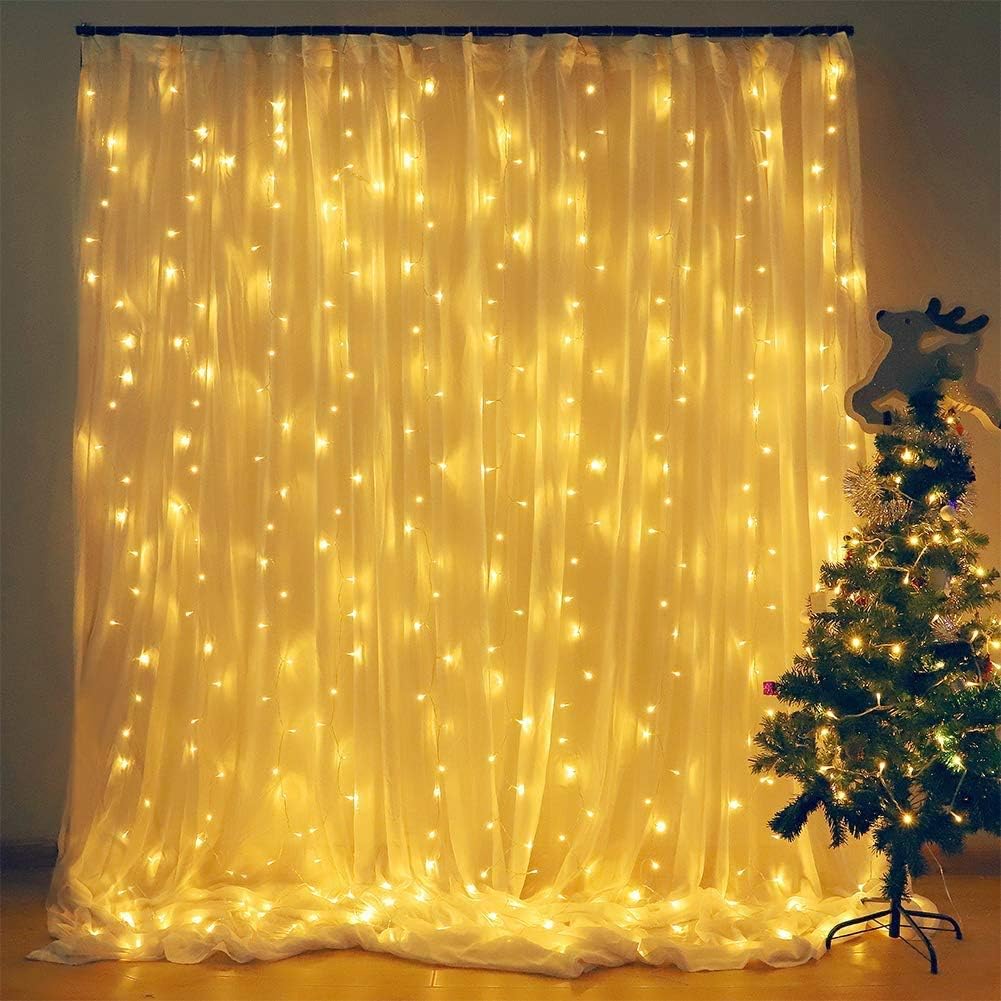 Elegear 6m x 3m Curtain Lights Mains Powered 600 LED