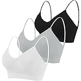 Camivile 5 Pieces Cami Bras - Women's V-Neck Padded Seamless Straps Bralette Everyday Basic Sleeping Bra for Women Girls