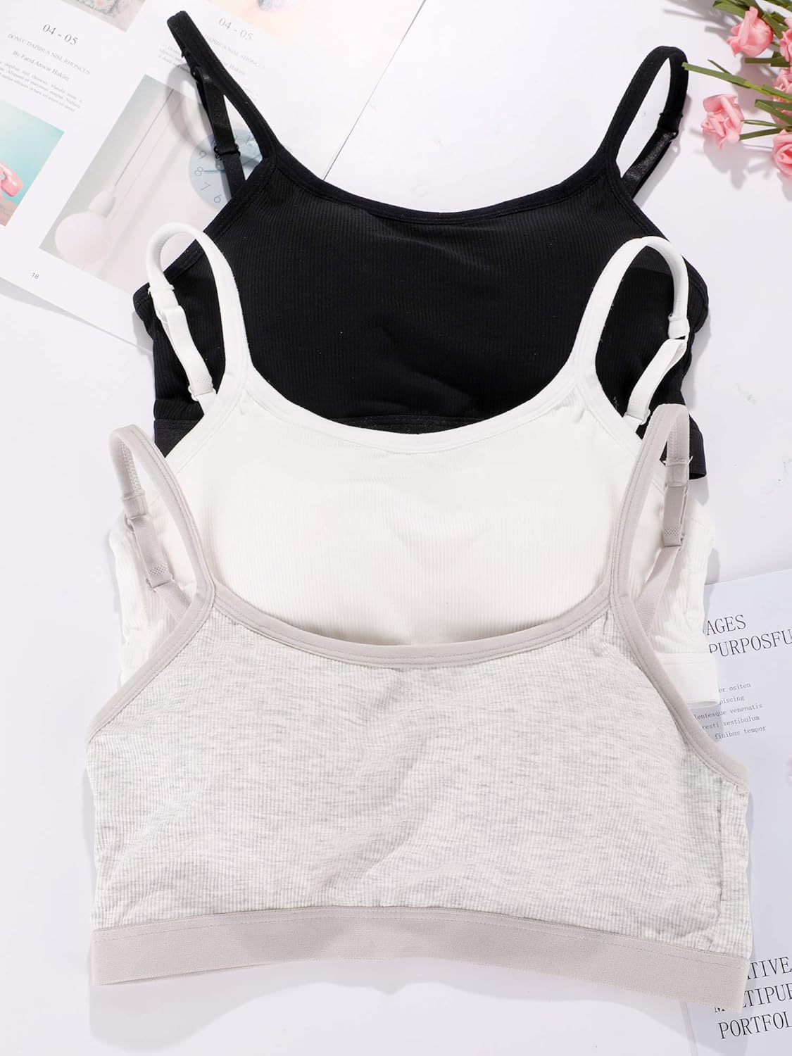 3 Pieces Mini Camisole Bra Wireless Padded Bra Tank Top Bra Seamless Sports Bra with Straps for Women Girls at  Women’s Clothing store
