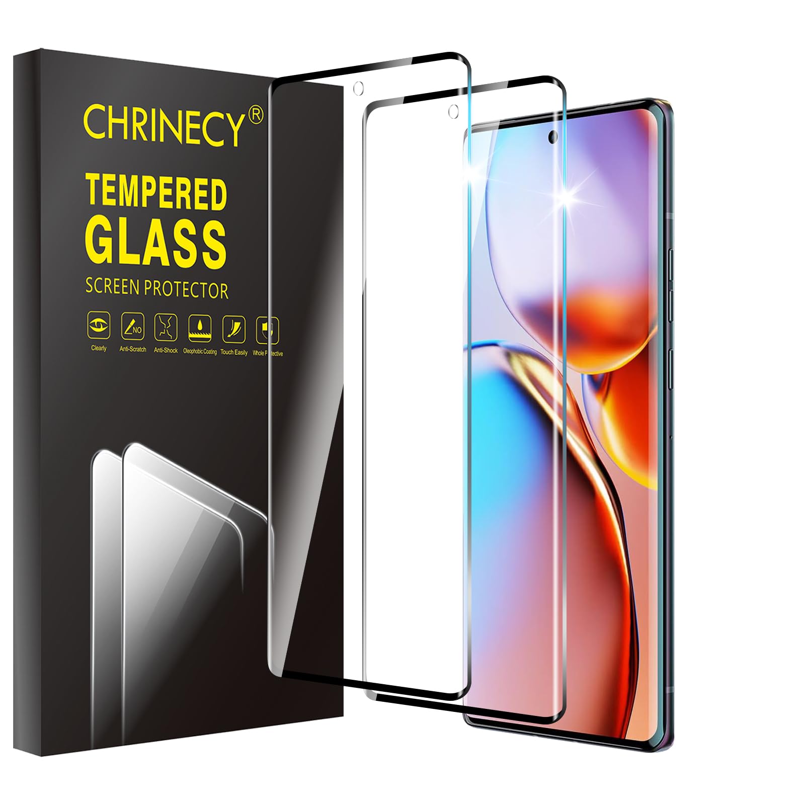 Photo 1 of [2 Pack] Screen Protector for Motorola Moto Edge+ / Plus 2023, 3D Curved Edge 9H Hardness Tempered Glass Film, Anti-Scratch, Case Friendly, Premium HD Clarity