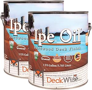 DeckWise Ipe Oil Hardwood Deck Semi-Transparent 250 VOC Natural Finish (Pack of 2, 1-Gallon Each)