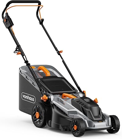 VonHaus 1800W Electric Lawn Mower 430mm 52L Bag 5 Heights Foldable Handle