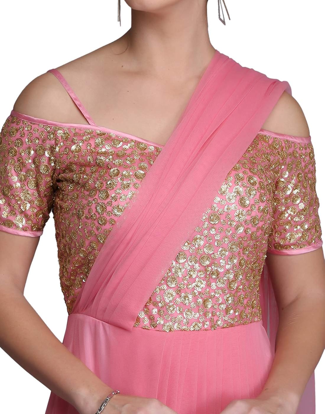 ojjasvi pink draped saree gown