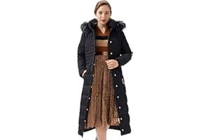 Orolay Women Warm Down Jacket with Hood Fur Long Puffer Coat
