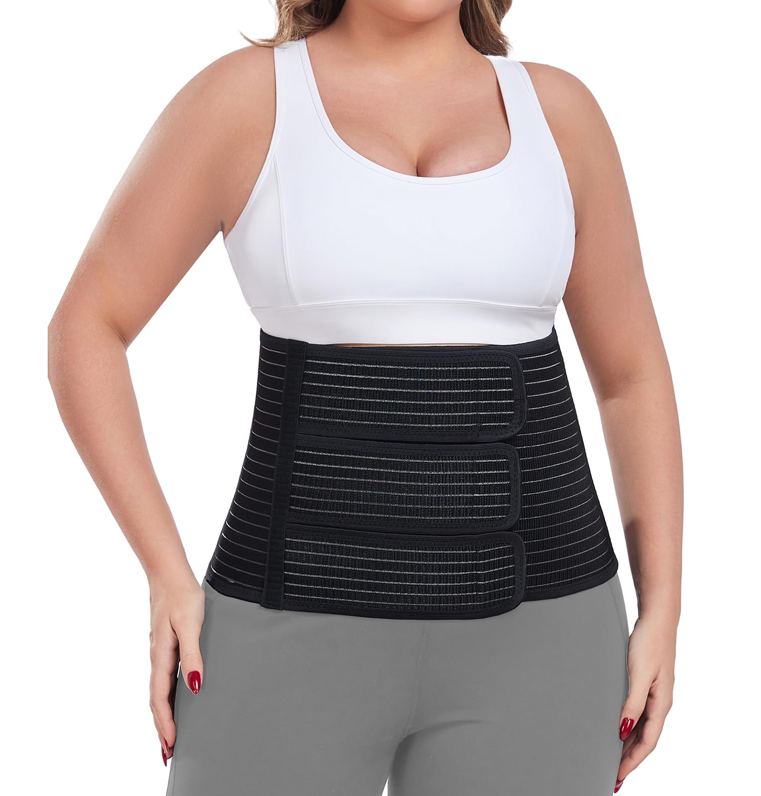 ChongErfei Postpartum Belly Band Abdominal Binder (Black, S/M)