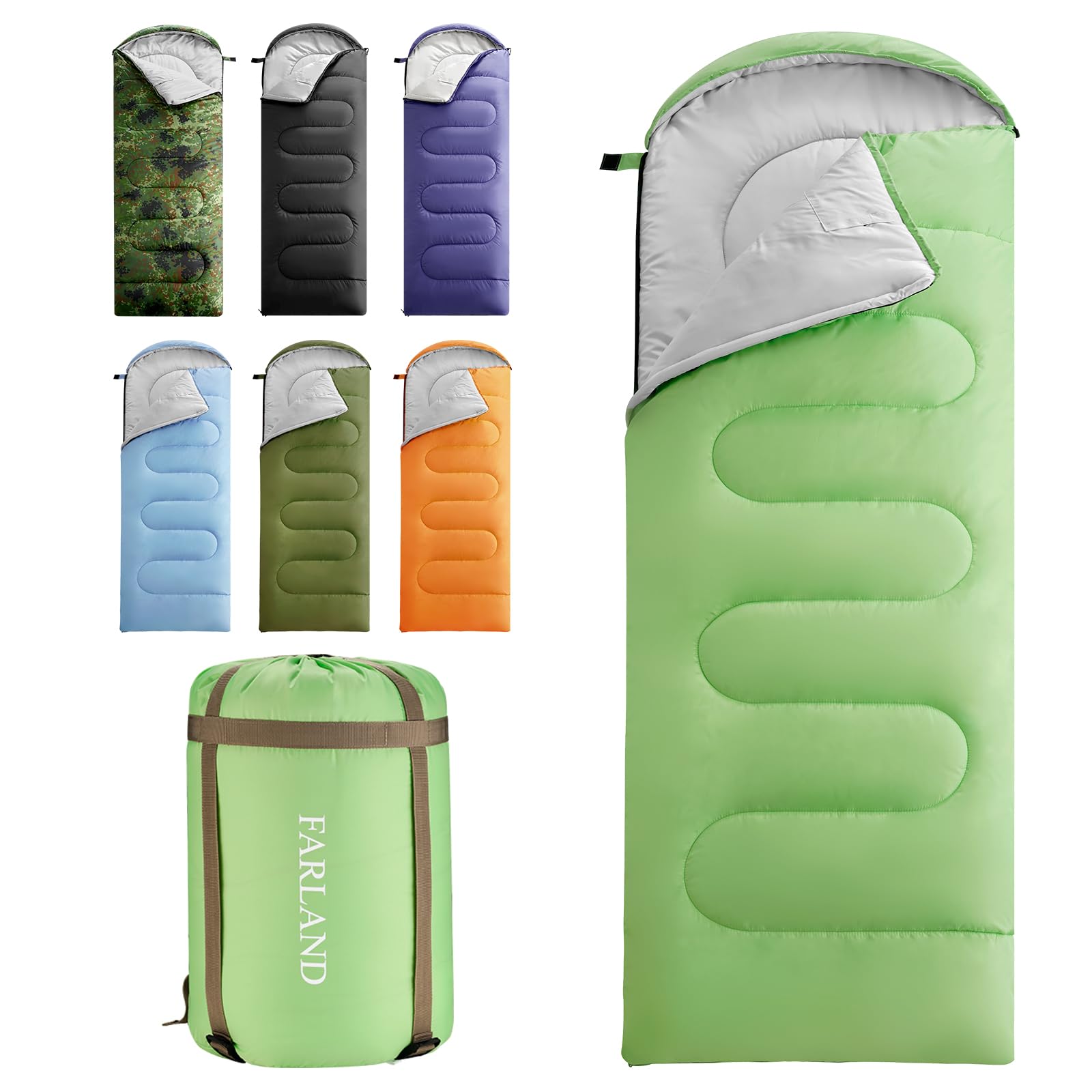 Photo 1 of FARLAND Sleeping Bags for Adults Teens Kids with Compression Sack Portable and Lightweight for 3-4 Season Camping, Hiking,Waterproof, Backpacking and Outdoors
