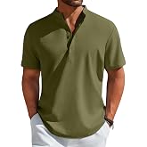 COOFANDY Men's Henley Shirt Short Sleeve Casual T-Shirt Summer Beach Hippie Henley Tee Shirt
