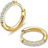 Hademade Small Gold Hoop Earrings for Women: Stainless Ssteel Huggie Earrings with CZ Statement Earrings Hypoallergenic 14k Gold Plated/Silver