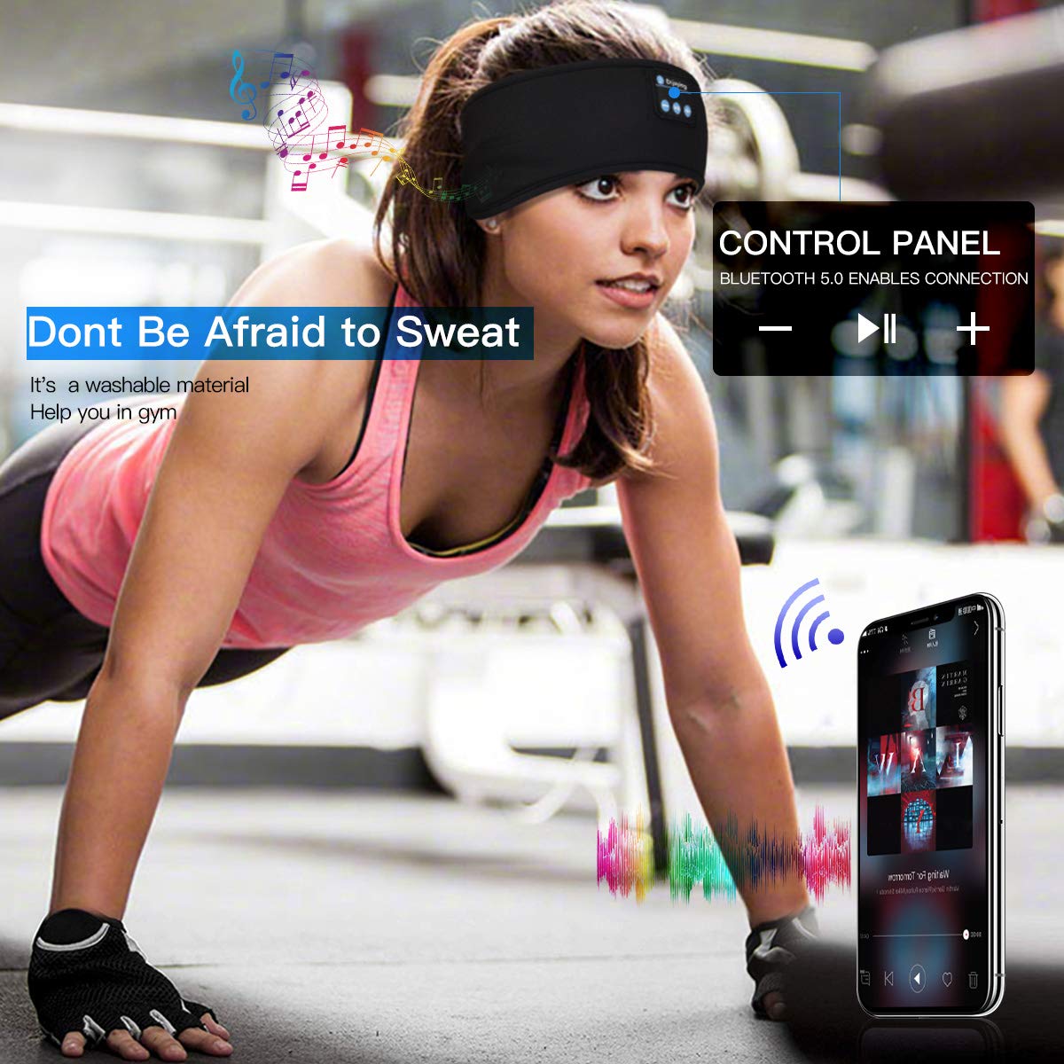 Sleep Headphones Bluetooth Wireless Headband-CaseBuy Sport Headband Headphones Stereo Bluetooth V5.0 Headset with Microphone Adjustable Washable