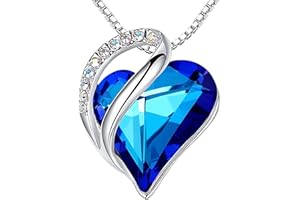 Leafael Necklaces for Women, Infinity Love Heart Pendant with Birthstone Crystals, Jewelry Gifts for Wife, Silver Plated 18 + 2 inch Chain, Birthday or Chrismas Holiday Gift for Her, Mom, & Sister