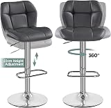 Yaheetech Bar Stools Set of 2 PU Leather Swivel Adjustable Grey view 7