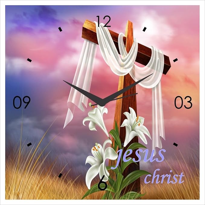 Buy DESIGN CONNECTION Wood Jesus Christ Wall Clock (Multi_28 x 28 cm