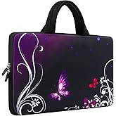 iColor 11 11.6 12 12.1 12.5 inch Laptop Carrying Bag Chromebook Case Notebook Ultrabook Bag Tablet Cover Neoprene Sleeve for MacBook Air Purple Butterfly