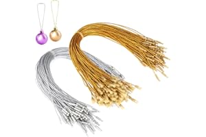 LUTER 200pcs Christmas Ornament Hanger String, Metallic Cord Tinsel Rope Ornament Snap Anchors Ornament Hooks for Xmas Tree Party Supplies (Gold, Silver)