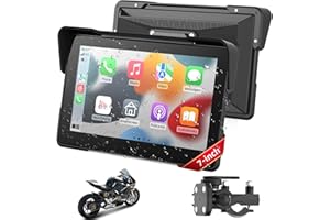 MITNOTY 7 Inch Wireless Motorcycle CarPlay &Android Auto, Waterproof Smart GPS Navigation System, Portable Moto Car Play Screen with Dual Bluetooth, Voice Control, Navigation, Siri/G-Assist, Anti-Glare