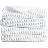 POLYTE 430 GSM Microfiber Lint Free Hand Towel, 16 x 30 in, 4 Pack (Waffle Weave)