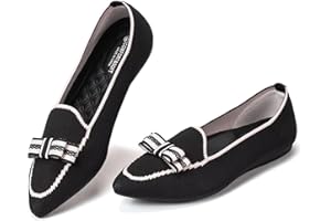 BEJINASH Women's Loafer Flats Casual Knit Fabric Lightweight Dressy Shoes Washable Elegant Pointed-Toe lace-up Bow Shoes Comfortable Ballet Style Shoes for Women Perfect for Daily