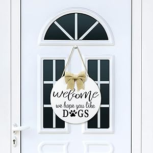 Jetec Rustic Welcome Sign Hope You Like Dogs Sign Farmhouse Porch Decorations for Home Front Door Outdoor Indoor (Dark Brown)