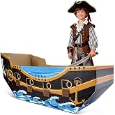 MUNILAIL Cardboard Pirate Ship Cutout Large Pirate Boat Playhouse for Kids Birthday Baby Shower Halloween Pirates Themed Party Decorations