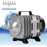 FUMAK Aquarium Air Pump with Aluminum Housing, Commercial Air Pump with 6-Outlet Air Manifold, Pond Aerator Fish Tank Bubbler for Aquarium, Pond, Hydroponics (650GPH-20W)