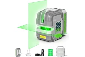 Laser Level Rechargeable, Huepar Pro Self Leveling Green Cross Line Laser Tool, Pulse Mode, 5200mAh Li-ion Battery, Magnetic Bracket, Hard Carry Case, for Picture Hanging, Home DIY, Construction