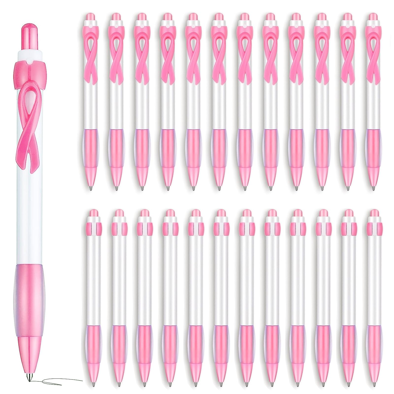 Eowppue Breast Cancer Awareness Ballpoint Pen Pink Cancer Pen Raise Awareness with Stylish Office Accessories Bundle of 24