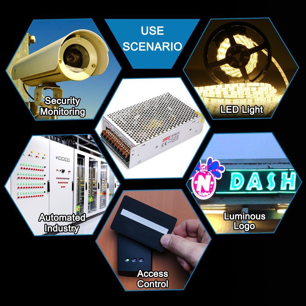 LEDMO Switching Converter, AC/DC Power Supply Adapter Transformer Driver for LED Strip Lights, AC 100V/240V to DC 12V 10A 120W LED Strip Light Power Supply Switching Mode Converter