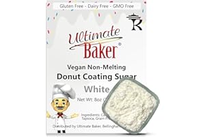 Ultimate Baker Vegan Non-Melting White Donut Sugar - All Natural Snow Sugar for Dusting Donuts, Icing & Baking with a Smooth White Coating for Decorating, Frosting & Finishing (8oz)